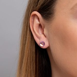 Iridescent Pink Galaxy Glass Stud Earrings from NOGU